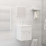 vidaXL Set mobilier de baie, 2 piese, alb extralucios, lemn prelucrat vidaXL Set mobilier de baie, 2 piese, alb extralucios, lemn prelucrat