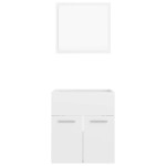 vidaXL Set mobilier de baie, 2 piese, alb extralucios, lemn prelucrat vidaXL Set mobilier de baie, 2 piese, alb extralucios, lemn prelucrat
