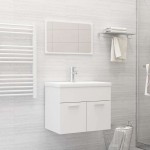 vidaXL Set mobilier de baie, 2 piese, alb, PAL vidaXL Set mobilier de baie, 2 piese, alb, PAL