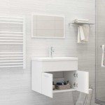 vidaXL Set mobilier de baie, 2 piese, alb, PAL vidaXL Set mobilier de baie, 2 piese, alb, PAL