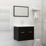 vidaXL Set mobilier de baie, 2 piese, negru, PAL vidaXL Set mobilier de baie, 2 piese, negru, PAL