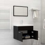 vidaXL Set mobilier de baie, 2 piese, negru, PAL vidaXL Set mobilier de baie, 2 piese, negru, PAL