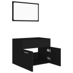 vidaXL Set mobilier de baie, 2 piese, negru, PAL vidaXL Set mobilier de baie, 2 piese, negru, PAL