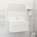 vidaXL Set mobilier de baie, 2 piese, alb, PAL vidaXL Set mobilier de baie, 2 piese, alb, PAL