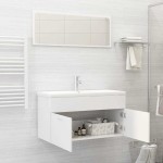 vidaXL Set mobilier de baie, 2 piese, alb, PAL vidaXL Set mobilier de baie, 2 piese, alb, PAL