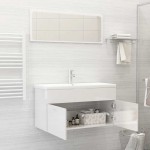 vidaXL Set mobilier de baie, 2 piese, alb extralucios, PAL vidaXL Set mobilier de baie, 2 piese, alb extralucios, PAL
