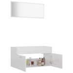 vidaXL Set mobilier de baie, 2 piese, alb extralucios, PAL vidaXL Set mobilier de baie, 2 piese, alb extralucios, PAL