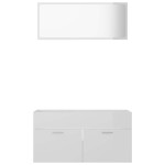 vidaXL Set mobilier de baie, 2 piese, alb extralucios, PAL vidaXL Set mobilier de baie, 2 piese, alb extralucios, PAL