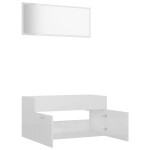 vidaXL Set mobilier de baie, 2 piese, alb extralucios, PAL vidaXL Set mobilier de baie, 2 piese, alb extralucios, PAL