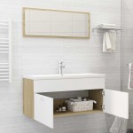 vidaXL Set mobilier baie, 2 piese, alb și stejar sonoma, PAL vidaXL Set mobilier baie, 2 piese, alb și stejar sonoma, PAL