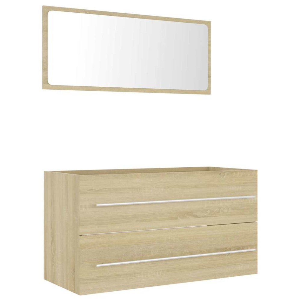 vidaXL Set mobilier baie, 2 piese, stejar Sonoma, PAL