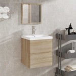 vidaXL Dulap de baie cu oglindă, stejar sonoma, lemn prelucrat vidaXL Dulap de baie cu oglindă, stejar sonoma, lemn prelucrat