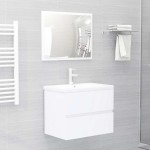 vidaXL Set mobilier de baie, 2 piese, alb, PAL vidaXL Set mobilier de baie, 2 piese, alb, PAL