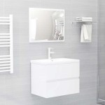 vidaXL Set mobilier de baie, 2 piese, alb extralucios, PAL vidaXL Set mobilier de baie, 2 piese, alb extralucios, PAL