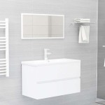 vidaXL Set mobilier de baie, 2 piese, alb, PAL vidaXL Set mobilier de baie, 2 piese, alb, PAL