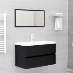 vidaXL Set mobilier de baie, 2 piese, negru, PAL vidaXL Set mobilier de baie, 2 piese, negru, PAL
