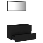 vidaXL Set mobilier de baie, 2 piese, negru, PAL vidaXL Set mobilier de baie, 2 piese, negru, PAL
