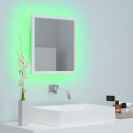 vidaXL Oglindă de baie cu LED, alb, 40x8,5x37 cm, acril