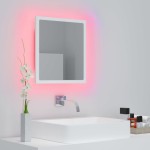 vidaXL Oglindă de baie cu LED, alb, 40x8,5x37 cm, acril