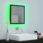 vidaXL Oglindă de baie cu LED, negru, 40x8,5x37 cm, acril