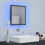 vidaXL Oglindă de baie cu LED, gri, 40x8,5x37 cm, acril