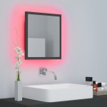 vidaXL Oglindă de baie cu LED, gri, 40x8,5x37 cm, acril