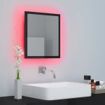 vidaXL Oglindă de baie cu LED, negru extralucios, 40x8,5x37 cm, acril