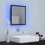 vidaXL Oglindă de baie cu LED, negru extralucios, 40x8,5x37 cm, acril