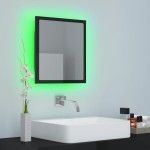 vidaXL Oglindă de baie cu LED, negru extralucios, 40x8,5x37 cm, acril