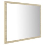 vidaXL Oglindă de baie cu LED, stejar sonoma, 60x8,5x37 cm, acril