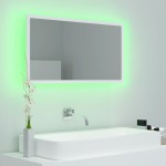 vidaXL Oglindă de baie cu LED, alb, 80x8,5x37 cm, acril