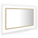 vidaXL Oglindă de baie cu LED, stejar sonoma, 80x8,5x37 cm, acril