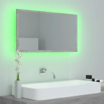 vidaXL Oglindă de baie cu LED, gri beton, 80x8,5x37 cm, acril