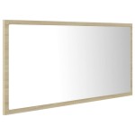 vidaXL Oglindă de baie cu LED, stejar sonoma, 90x8,5x37 cm, acril