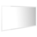vidaXL Oglindă de baie cu LED, alb extralucios, 90x8,5x37 cm, acril