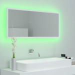 vidaXL Oglindă de baie cu LED, alb, 100x8,5x37 cm, acril