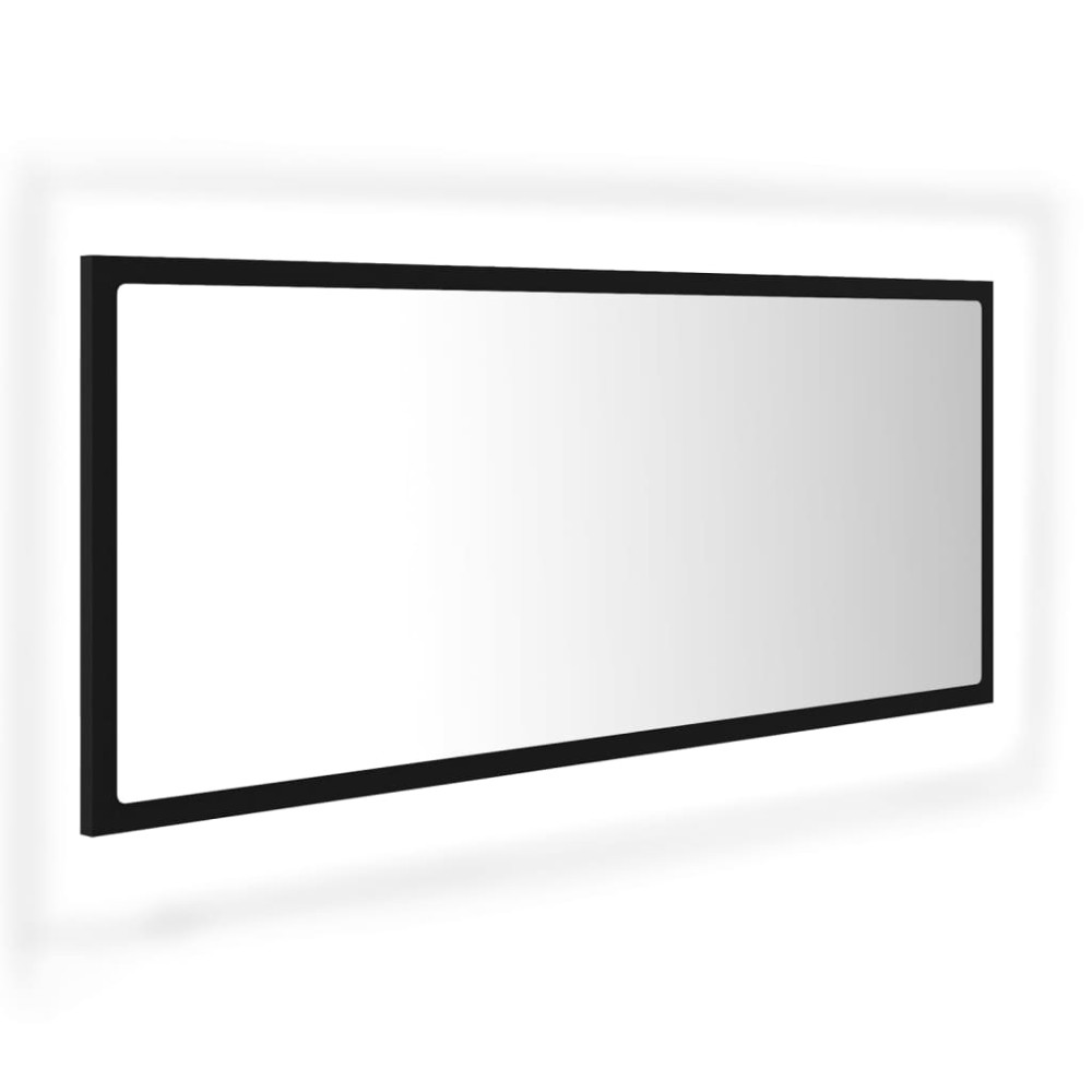 vidaXL Oglindă de baie cu LED, negru, 100x8,5x37 cm, acril