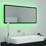 vidaXL Oglindă de baie cu LED, negru, 100x8,5x37 cm, acril