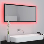 vidaXL Oglindă de baie cu LED, negru, 100x8,5x37 cm, acril