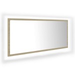vidaXL Oglindă de baie cu LED, stejar sonoma, 100x8,5x37 cm, acril