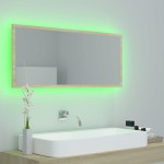 vidaXL Oglindă de baie cu LED, stejar sonoma, 100x8,5x37 cm, acril