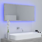 vidaXL Oglindă de baie cu LED, gri beton, 100x8,5x37 cm, acril