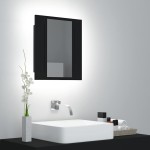 vidaXL Dulap de baie cu oglindă & LED, negru, 40x12x45 cm, acril vidaXL Dulap de baie cu oglindă & LED, negru, 40x12x45 cm, acril