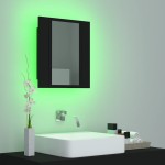 vidaXL Dulap de baie cu oglindă & LED, negru, 40x12x45 cm, acril vidaXL Dulap de baie cu oglindă & LED, negru, 40x12x45 cm, acril