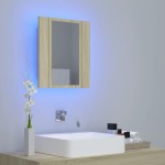vidaXL Dulap de baie cu oglindă și LED, stejar Sonoma, 40x12x45 acril vidaXL Dulap de baie cu oglindă și LED, stejar Sonoma, 40x12x45 acril