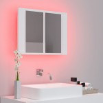 vidaXL Dulap de baie cu oglindă și LED, alb, 60x12x45 cm acril vidaXL Dulap de baie cu oglindă și LED, alb, 60x12x45 cm acril