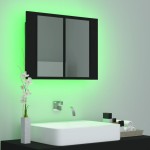 vidaXL Dulap de baie cu oglindă și LED, negru, 60x12x45 cm acril vidaXL Dulap de baie cu oglindă și LED, negru, 60x12x45 cm acril