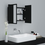 vidaXL Dulap de baie cu oglindă și LED, negru, 60x12x45 cm acril vidaXL Dulap de baie cu oglindă și LED, negru, 60x12x45 cm acril