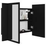 vidaXL Dulap de baie cu oglindă și LED, negru, 60x12x45 cm acril vidaXL Dulap de baie cu oglindă și LED, negru, 60x12x45 cm acril