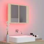 vidaXL Dulap de baie cu oglindă și LED, stejar sonoma, 60x12x45 acril